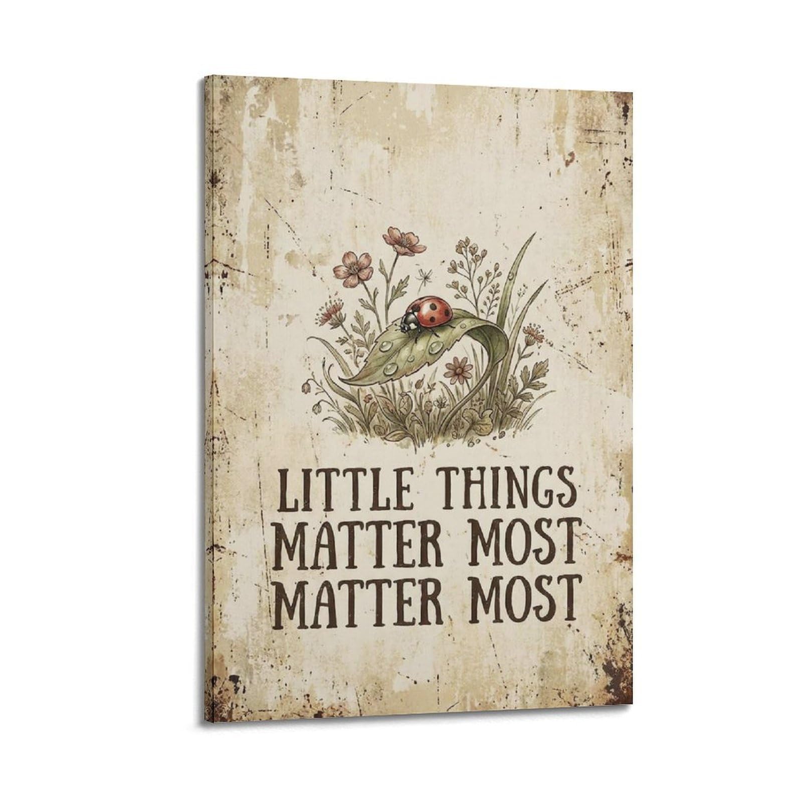 OKAHYS Garden Ladybug Insect Poster Little Things Illustration Modern Decorative Canvas Prints - Ideal Wall Art for Family, Man Cave, Game Room, Boys & Girls Bedroom 20x30inch