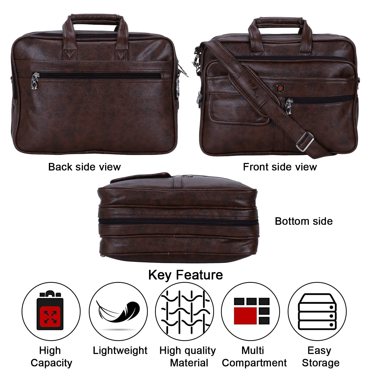 Teo 15.6 Inch Laptop Messenger Bag I Padded Laptop Compartment with Adjustable Strap I Extra Zip Compartments I Dimension: L-40 x W-20 H-30Cm Brown Colour 12 71R+GvILrML. SL1500