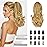 SOFEIYAN 13 Ponytail Extension Long Curly Ponytail Clip in Claw Hair Extension Natural Looking Synthetic Hairpiece for Women, Light Blonde/Platinum Blonde mix