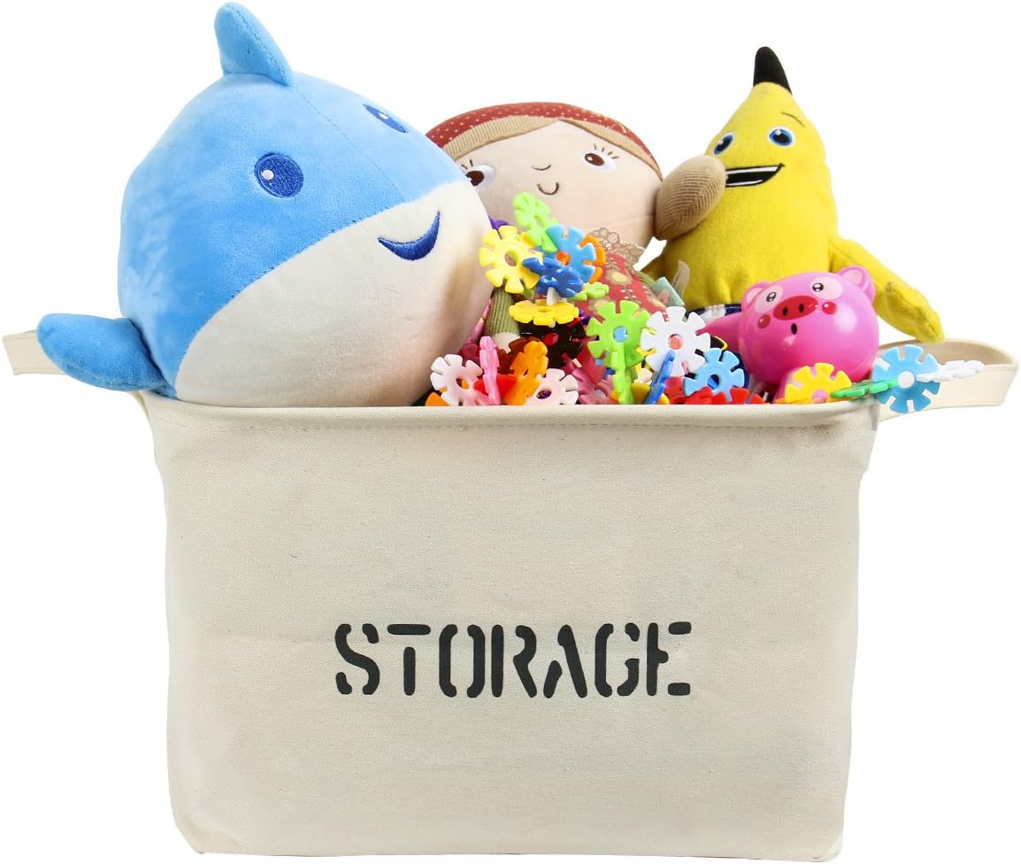 Lukher Jute Storage Basket Bin and Organizer with Handles (Cotton)