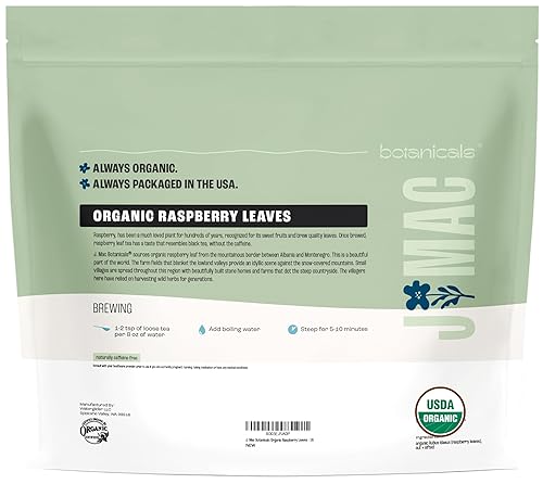 Miniatura 9 de J Mac Botanicals, Hoja de frambuesa roja orgánica, té de hierbas (bolsa de 16 onzas, más de 200 tazas) hoja seca cortada y tamizada