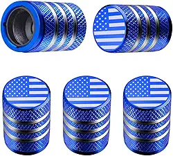Tampa de haste de válvula de pneu (pacote com 5), tampa de ar de pneu de metal com forro de plástico resistente à corrosão, à prova de vazamento, bandeira dos EUA para carro, caminhão, motocicleta