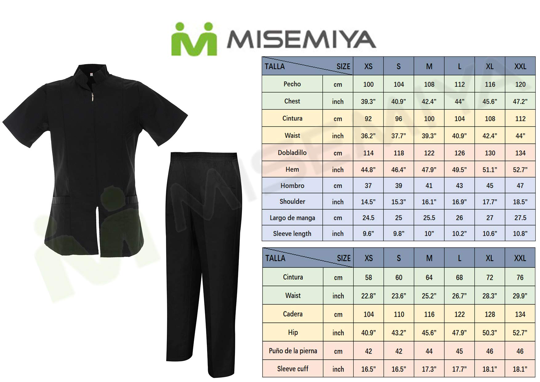 Misemiya - VÊTEMENTS DE Travail Femme avec Zip Manches Courtes Uniforme Clinique HÔPITAL Nettoyage VÉTÉRINAIRE SANTÉ HÔTELLERIE - Ref.829