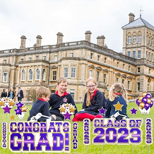 Miniatura 6 de Letrero de graduación impermeable para patio, decoraciones de graduación 2023 Felicidades Grad Class of 2023, letreros de patio, decoraciones de