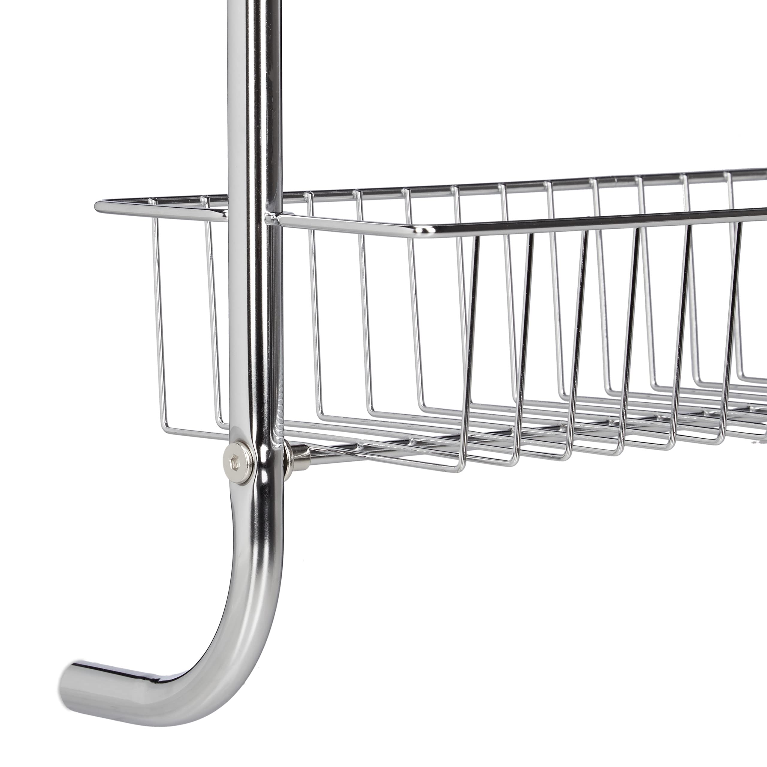Relaxdays Estantería de Pared para baño, Mueble de Ducha, Metal Cromado, para Colgar, 112x45x23 cm, 1 Ud., Plateado