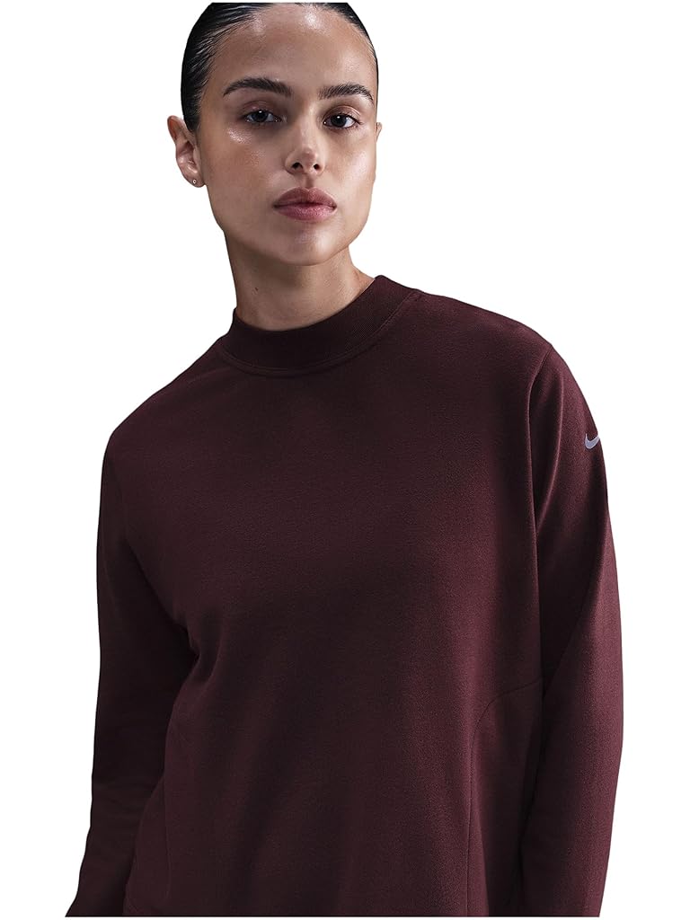 Burgundy Nike One Fleece Reversible Pullover Maternity Top