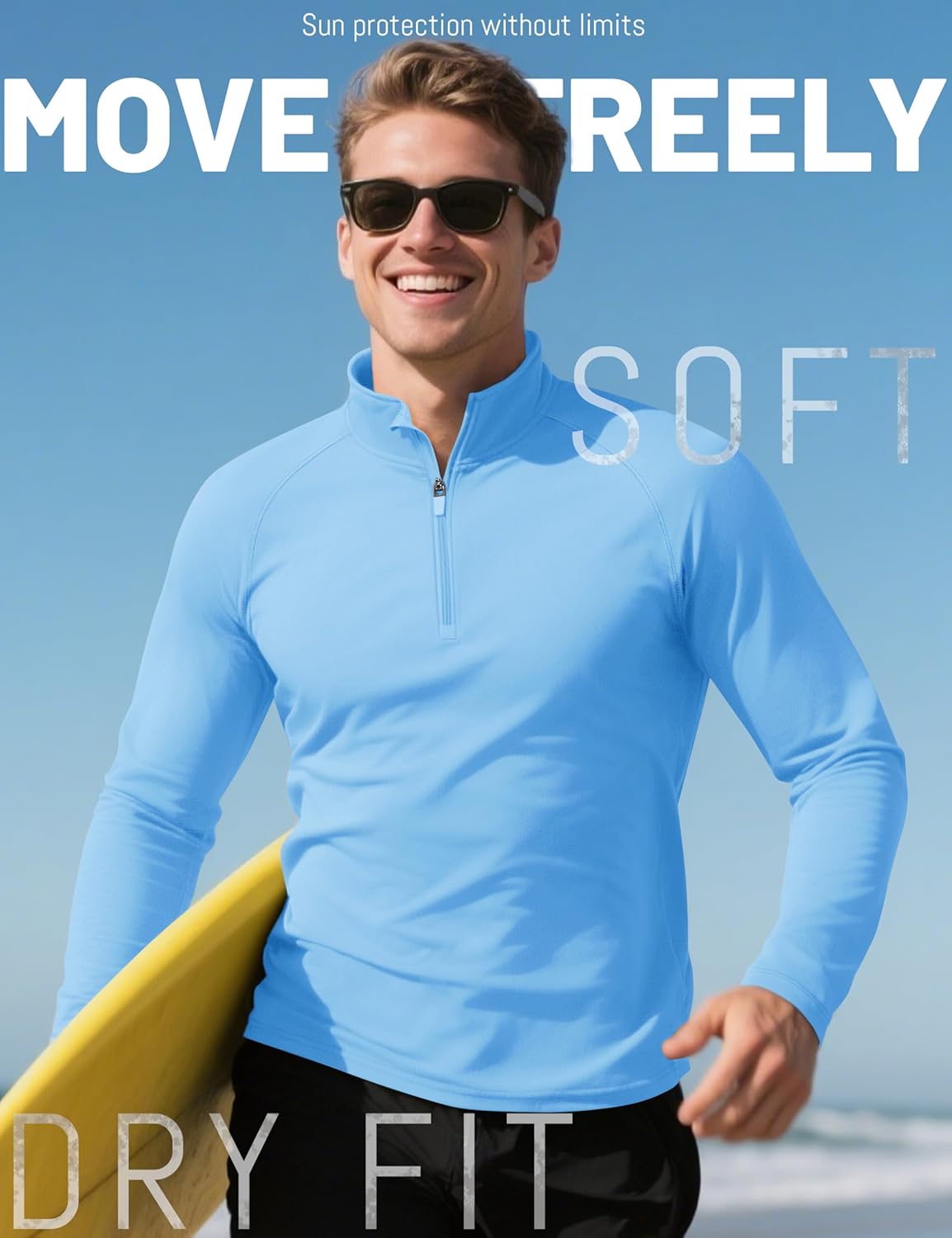 KEFITEVD Men's UPF 50+ Sun Protection Shirts Long Sleeve 1/4 Zip Up T-Shirt Quick Dry UV Fishing Running Rash Guard - Image 4