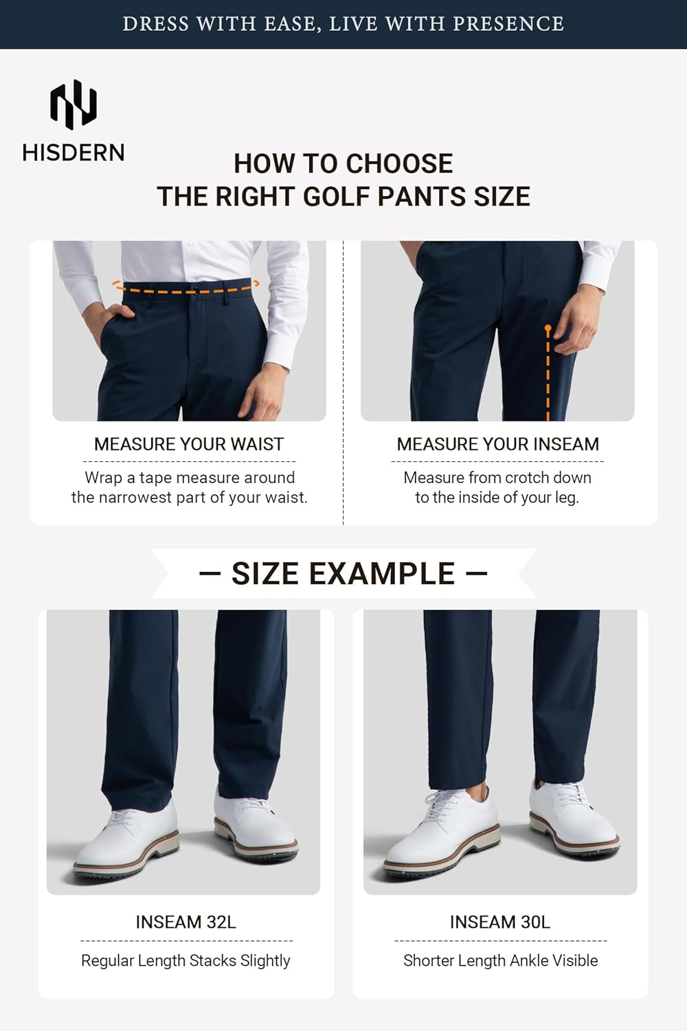 HISDERN Flex 301 Men's Stretch Golf Pants 30"/32" Lightweight Quick Dry Comfy for Business and Casual with Utility Pocket - Image 6