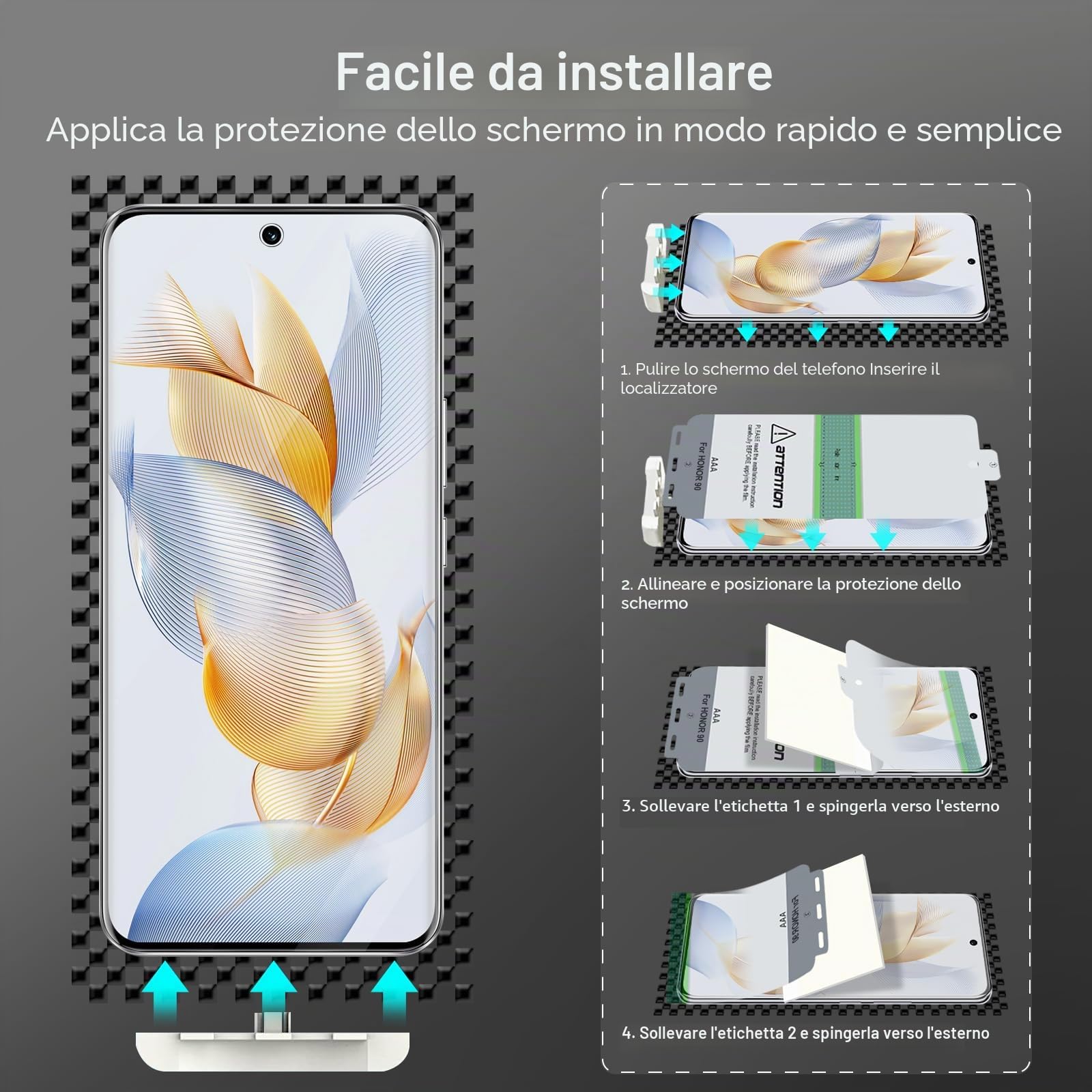 4 Pellicole Protettive TPU Per Honor 90 – HD Trasparente, Copertura 3D Completa, Installazione Facile - 2