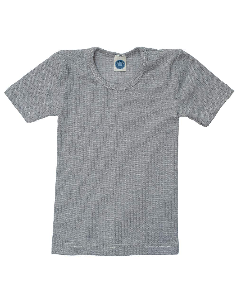 Cosilana Girls Grey Mixed Children's Undershirt Short Sleeve, 45% Organic Cotton, 35% Organic Wool, 20% Silk, 152