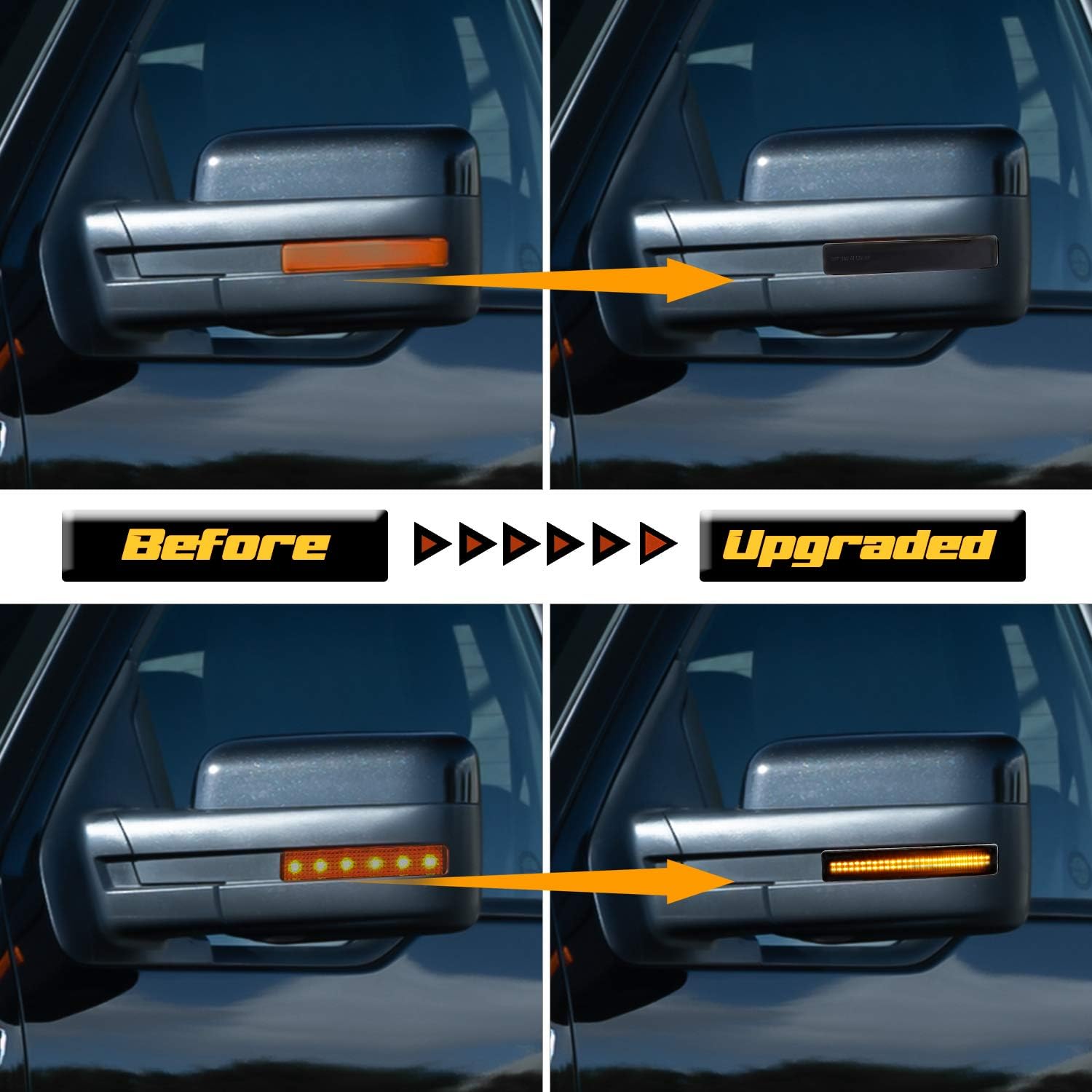 RUXIFEY Sequential Switchback Side Mirror Reflector LED Turn Signal Light Smoked lens Compatible with 2009 to 2014 Ford F150