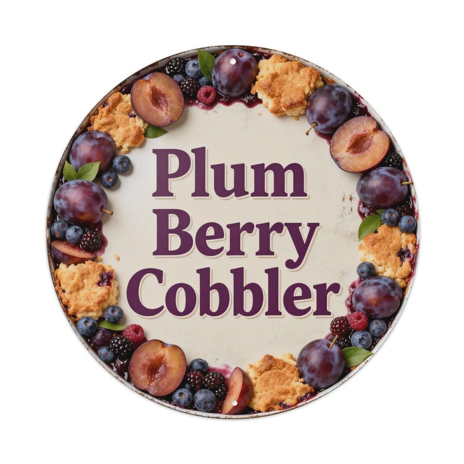 Plum Berry Cobbler Metal Tin Sign Plaque