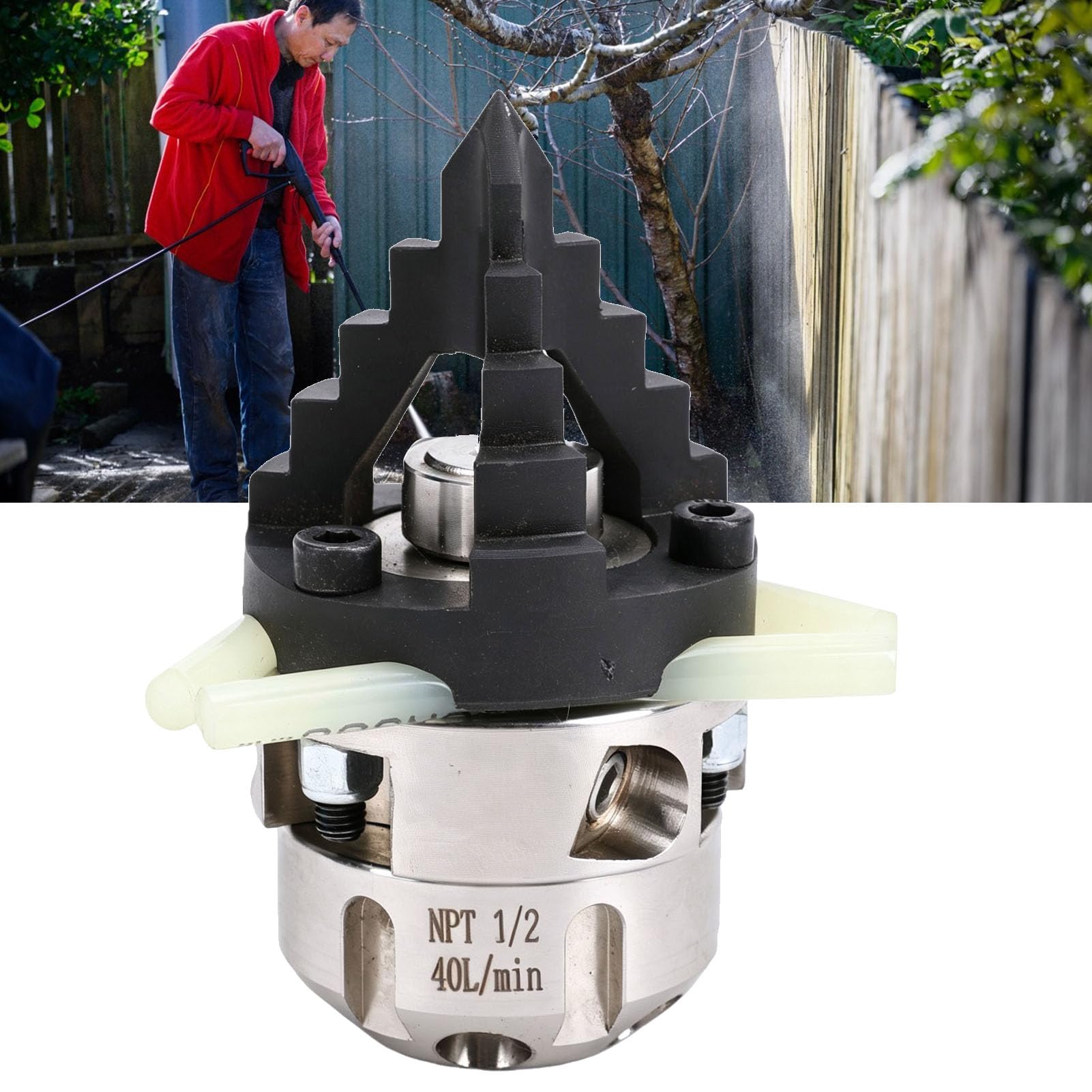 banapoy 1/2 NPT-Kanalspüldüse, 4350 PSI, 360°-Drehung