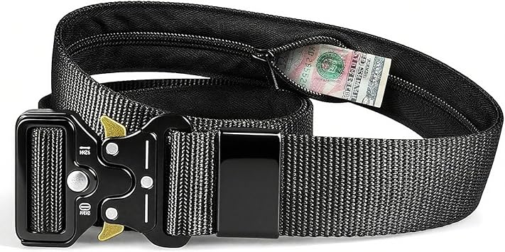 Tactical Belts for Men - Money Belt for Travel for Man Hidden, Belts for Jeans Mens Adjustable edc Belt Mens Belt, Money Belt for Travel for Men HiddenBlack