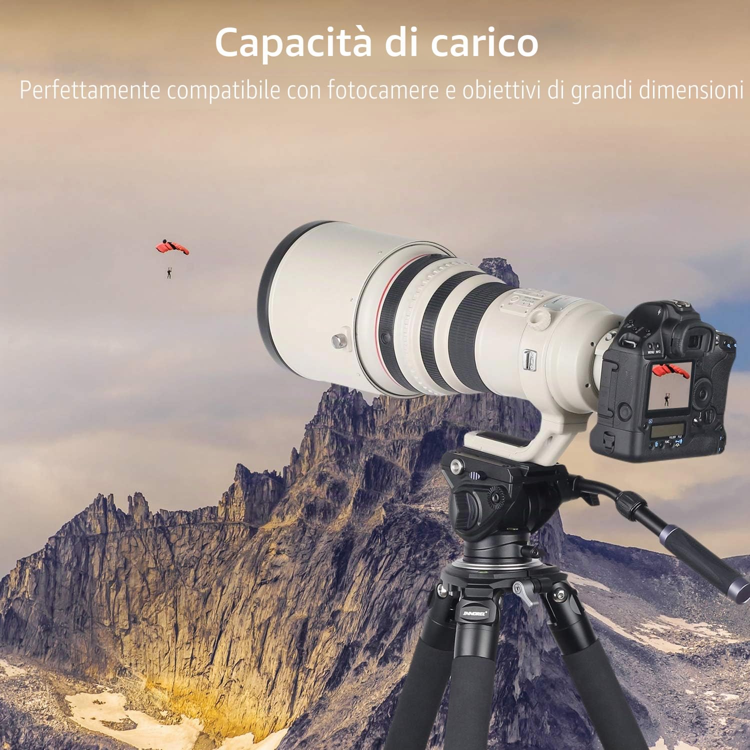 Cabezal de fluido para trípode de trabajo pesado INNOREL F80 Cámaras hidráulicas Video Fluid Head con tornillos de 1/4"&3/8" Placa deslizante Panorámica Carga máxima 24.5lb/12kg para videocámaras