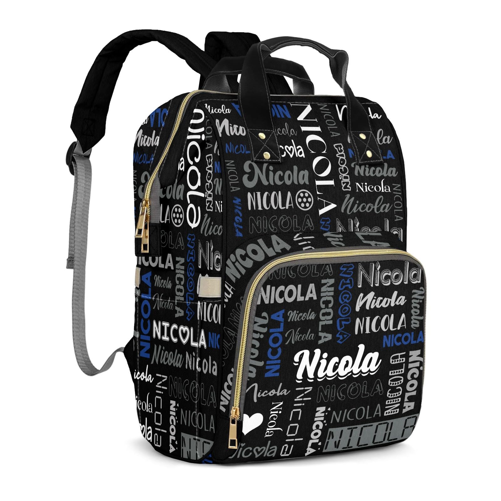 ZAACUSTOM Large Capacity Custom Diaper Bag with Name, Multifunction Personalized Diaper Bag Backpack for Baby Girl Boy, Fashion Shoulder Bag