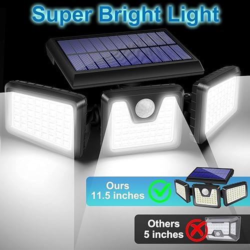 Miniatura 2 de AmeriTop Luces solares para exteriores, de 800 lúmenes, inalámbricas, con sensor de movimiento solar LED, 3 cabezas ajustables, iluminación de
