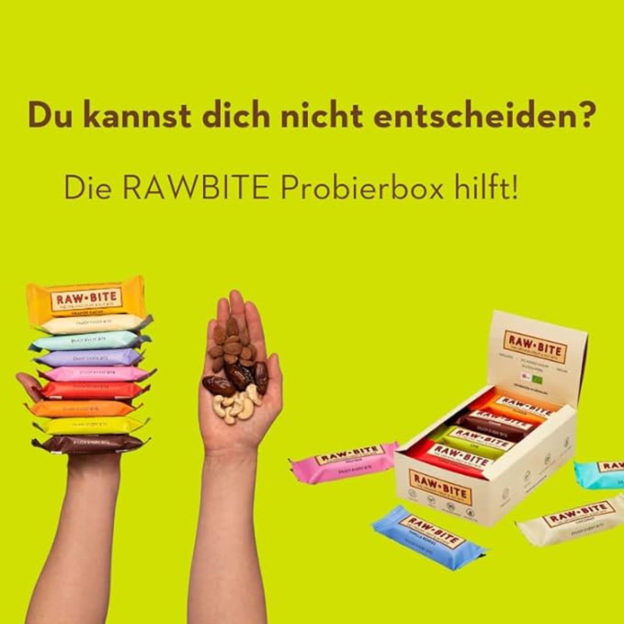 RAWBITE LIME in der 12er Box - Vegan, glutenfrei & ohne Zuckerzusatz - Bio Frucht-Nuss-Riegel mit Limettensaft (12 x 50 g)