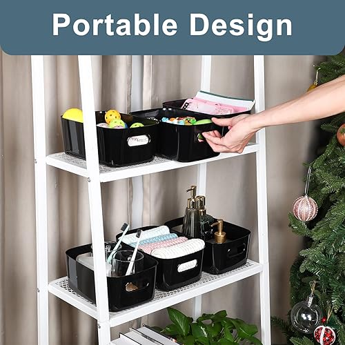 Vista 5 de Leinuosen Paquete de 21 cestas de almacenamiento de plástico, contenedores de almacenamiento de plástico, contenedores organizadores de despensa