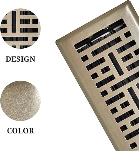 Miniatura 2 de Precision Flow - Rejilla de piso de acero de 4 x 10 pulgadas, diseño de metro, acabado negro de hierro fundido, cubiertas de ventilación prémium