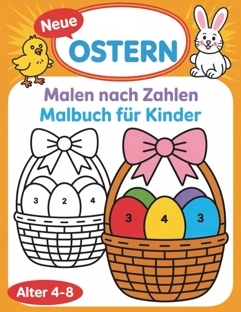 Ostern Malen nach Zahlen für Kinder: Leichtes Zahlen-Malbuch mit Osterhasen und Ostereiern