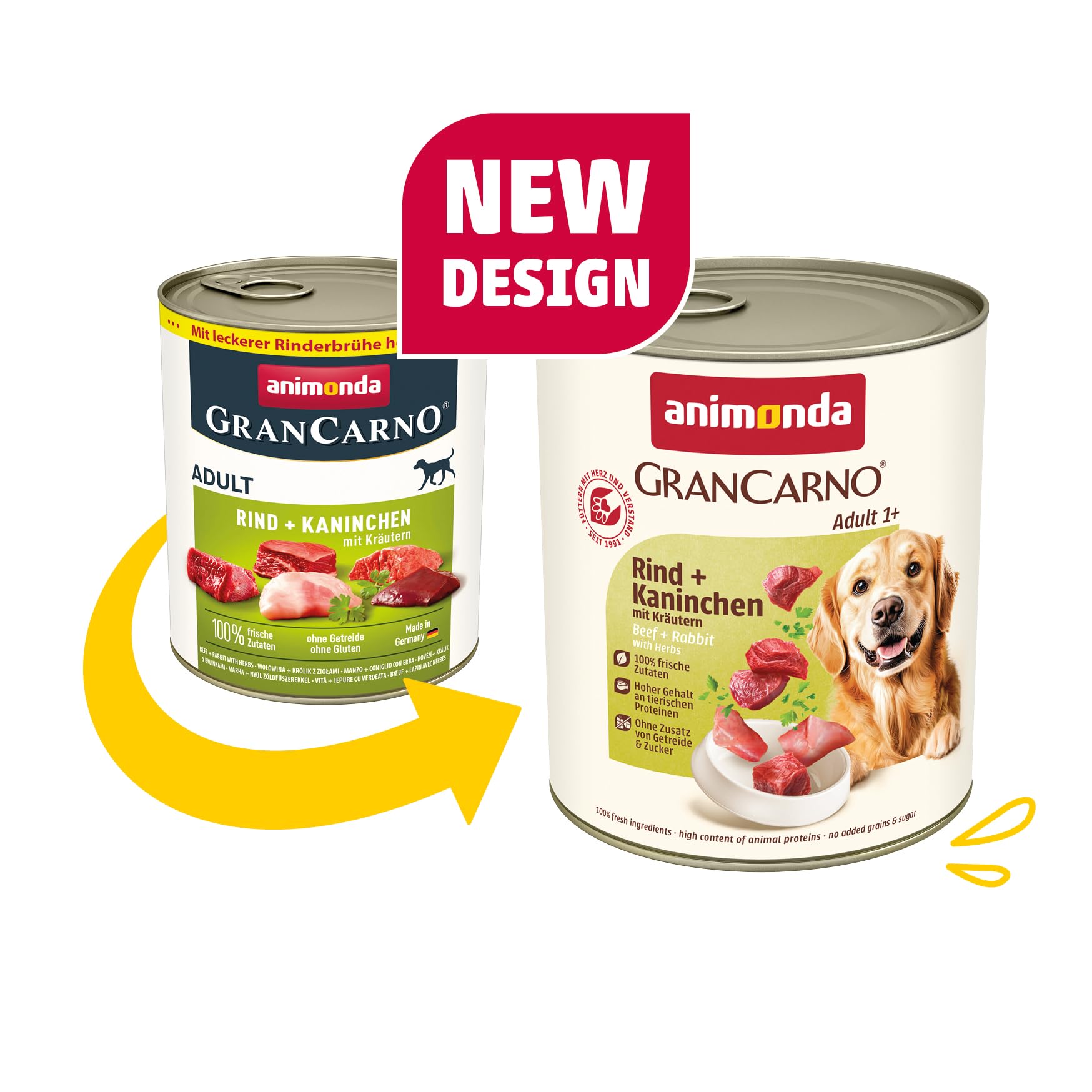 Animonda Gran Carno - Cibo per Cani, coniglio + erbe, 6 x 800 g