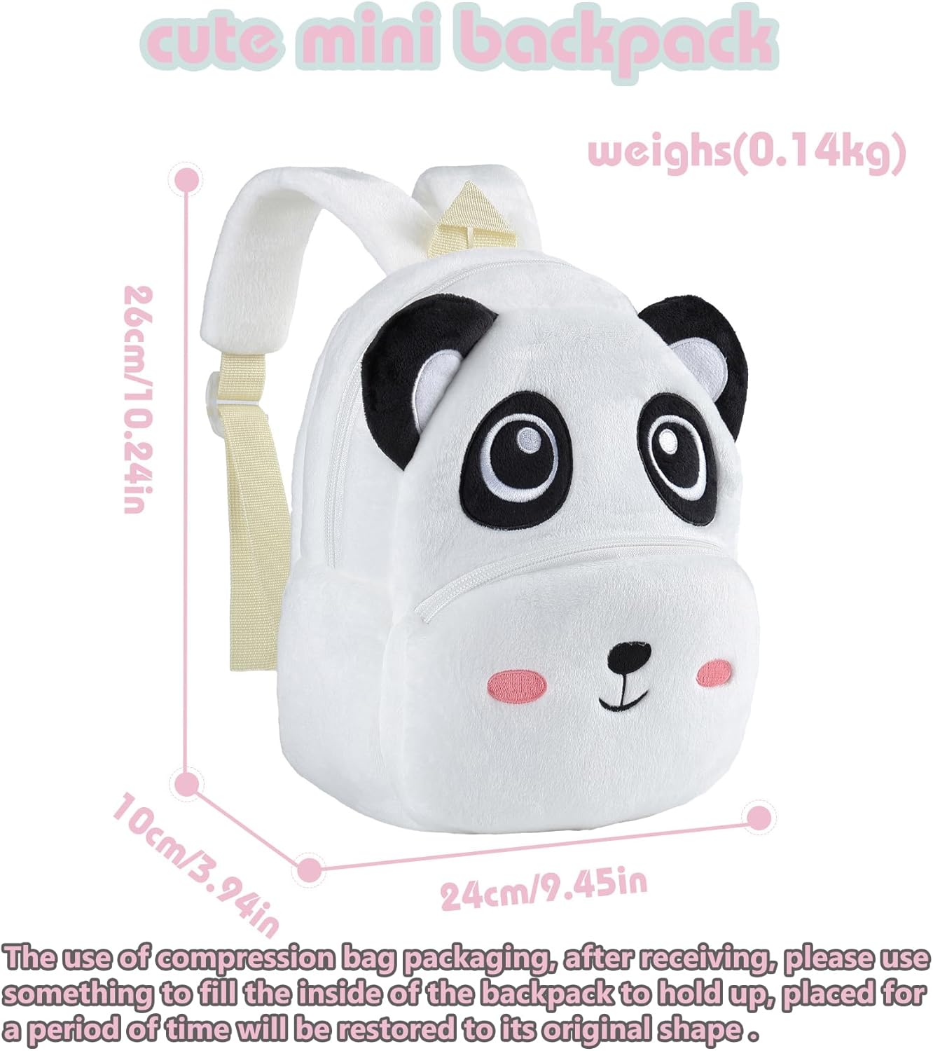 Toddler Backpack for Girls Boys School Small Backpacks Toddler Back Pack Stuffed Animal Backpack Kawaii Kids Mini School Bag Preschool Panda - Image 3