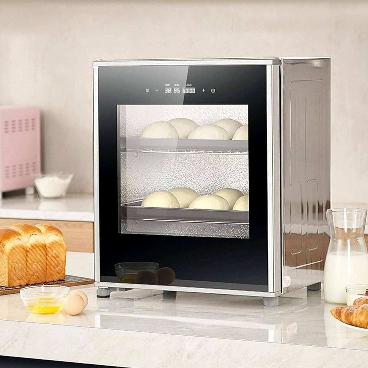 40L Electric Dough Proofer Machine, Kitchen Dough Yogurt Bread Fermentation Machine, （20-50°C） with Humidity and Temperature Control, High Efficiency Household