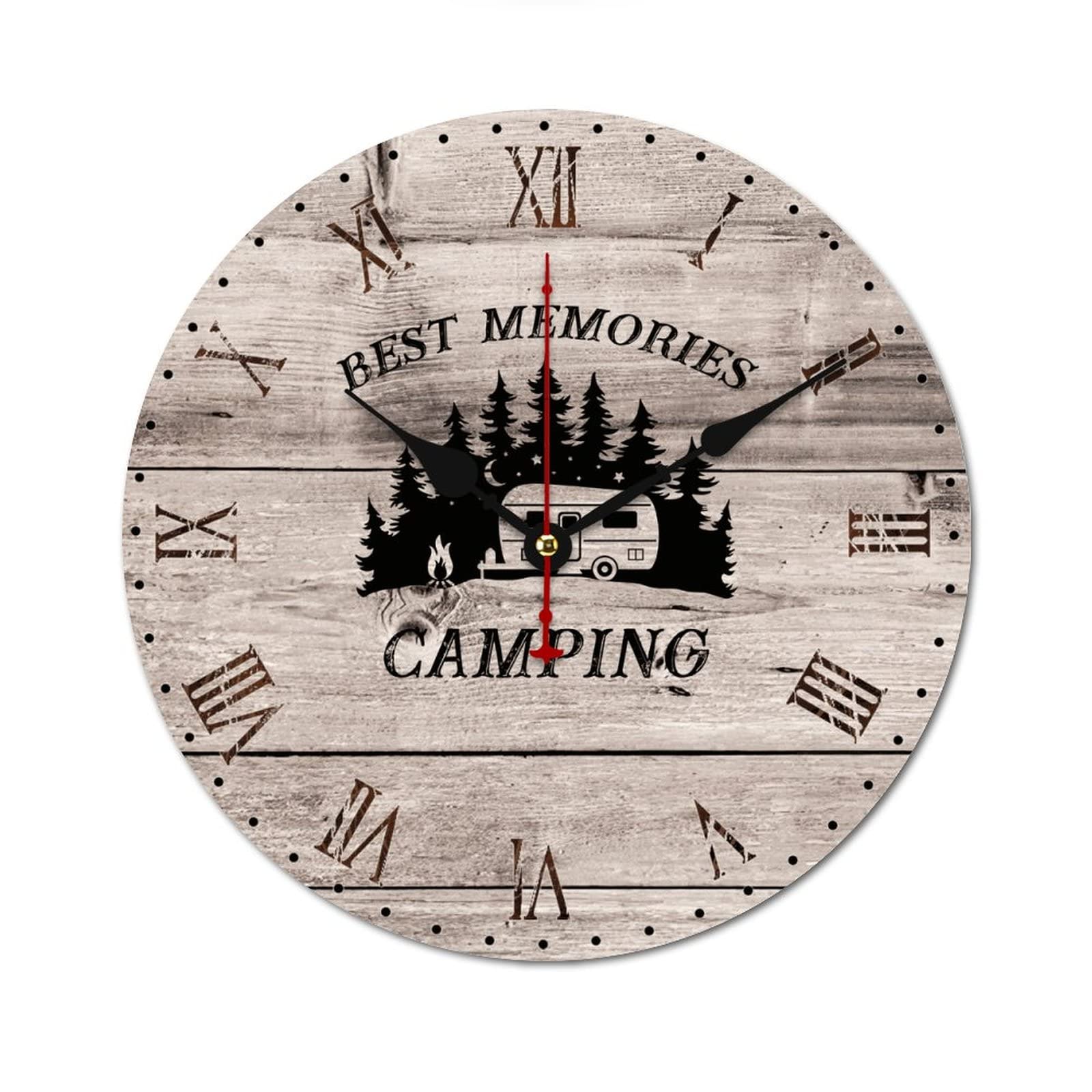 Horloge murale de camping Best Memories vintage 38cm à piles pour intérieur et caravane