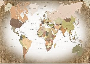 Runa Art Papel tapiz fotográfico mapa del mundo 352 x 250 cm Lana Fondo De Pantalla XXL Moderna Decoración De Pared Sala Cuarto Oficina Salón marrón 9457011b