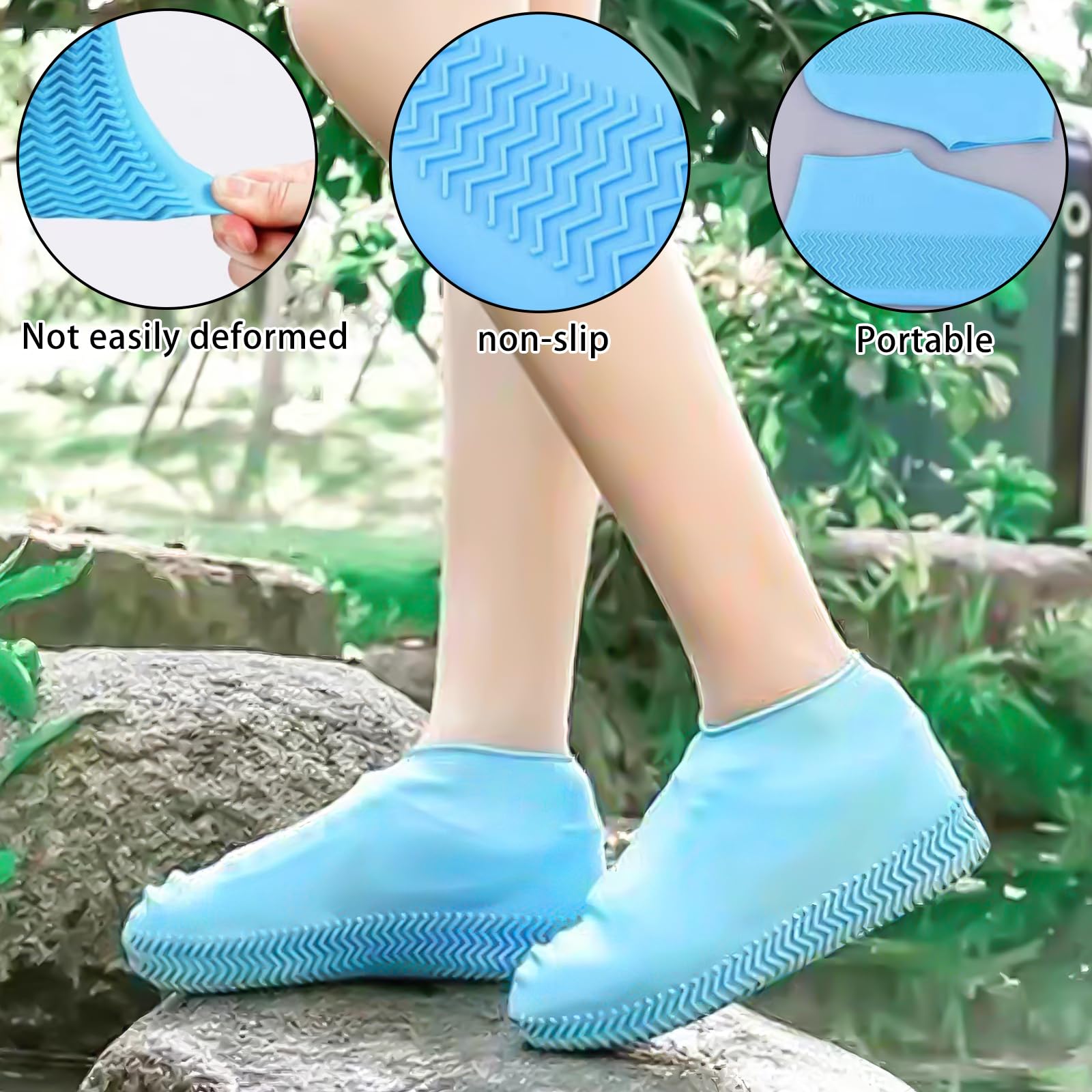 Couvre-chaussures Imperméables Noirs - 3 Paires - Taille 38-43 - Caoutchouc Antidérapant