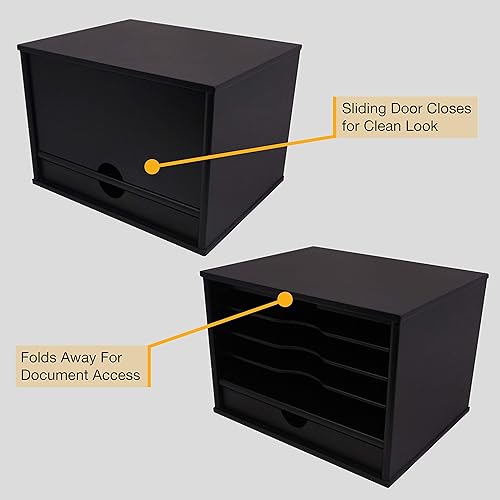 Miniatura 7 de Victor Wood Midnight Black Collection organizador de escritorio de 4 estantes negro 4720-5