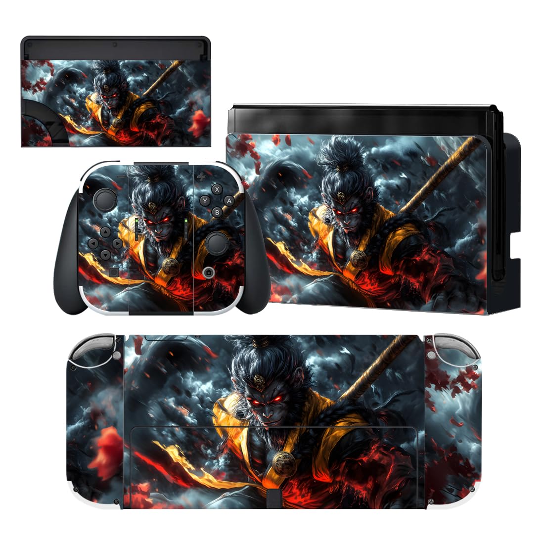 PlayVital Pegatina Protectora Completa para Nintendo Switch OLED - Calcomanías Decorativas para Joy-con y Consola, Skin Stickers Adhesivos (Azul Nebula) — view 19