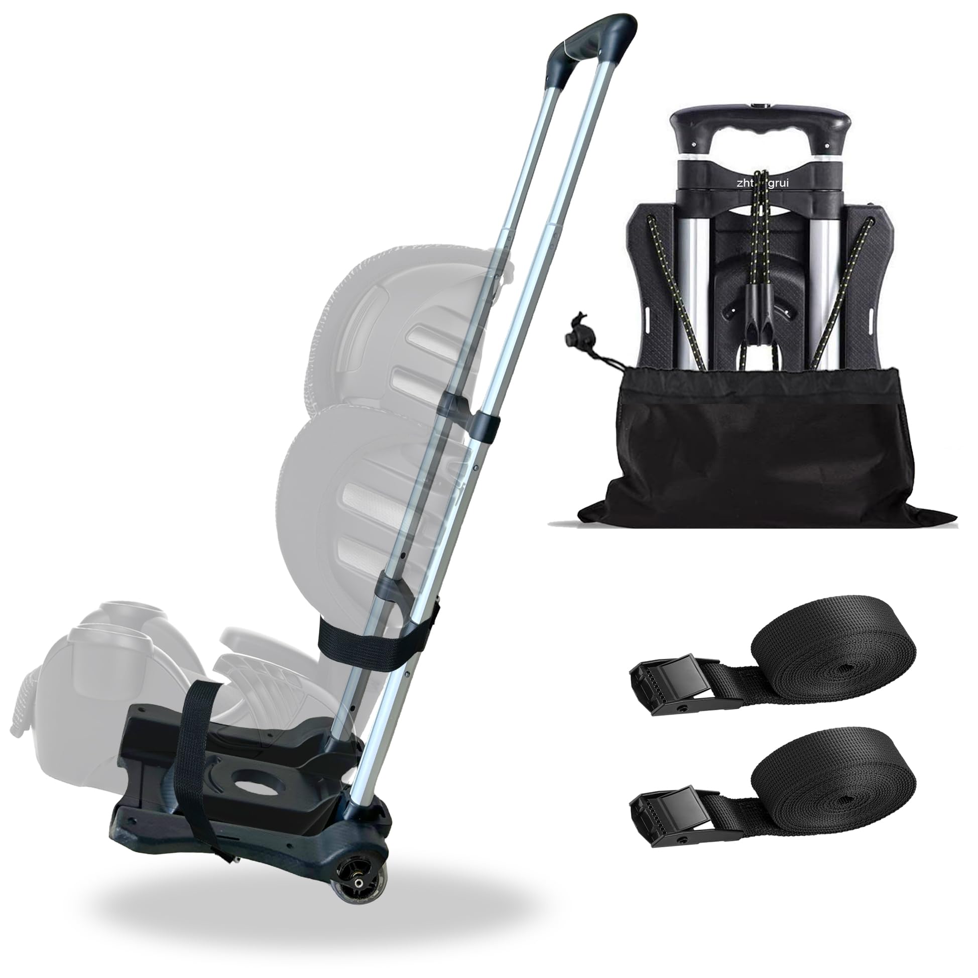 Car Seat Travel Cart with Wheels - Folding Dolly Roller for Airport, Airplane, and Luggage - Portable Carrier with Backpack Strap and Trolley Design(Black)