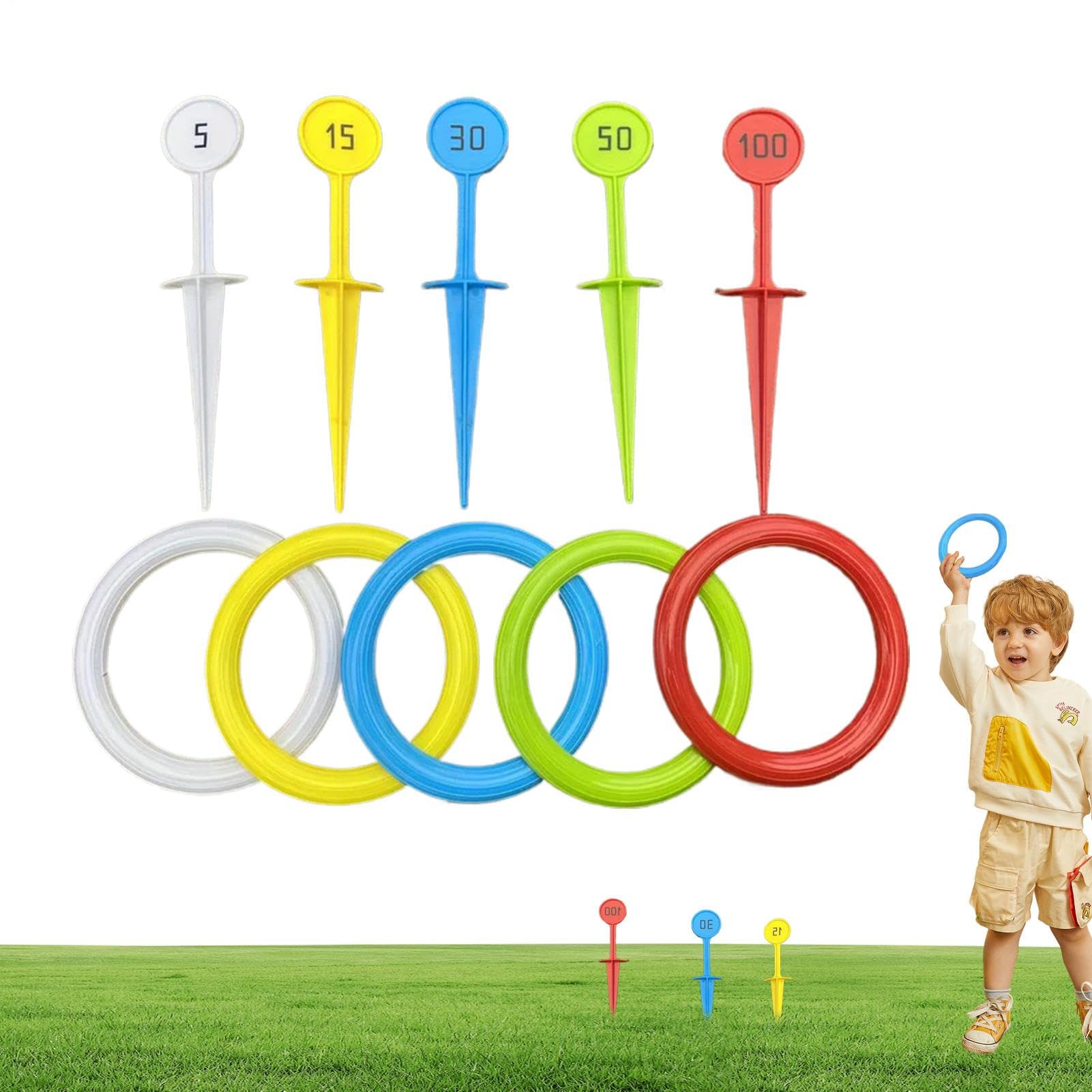 Jeu De Lancer D'anneaux pour Adultes - Jeux Extérieurs Colorés pour Jardin, Accessoire Sportif De Cour