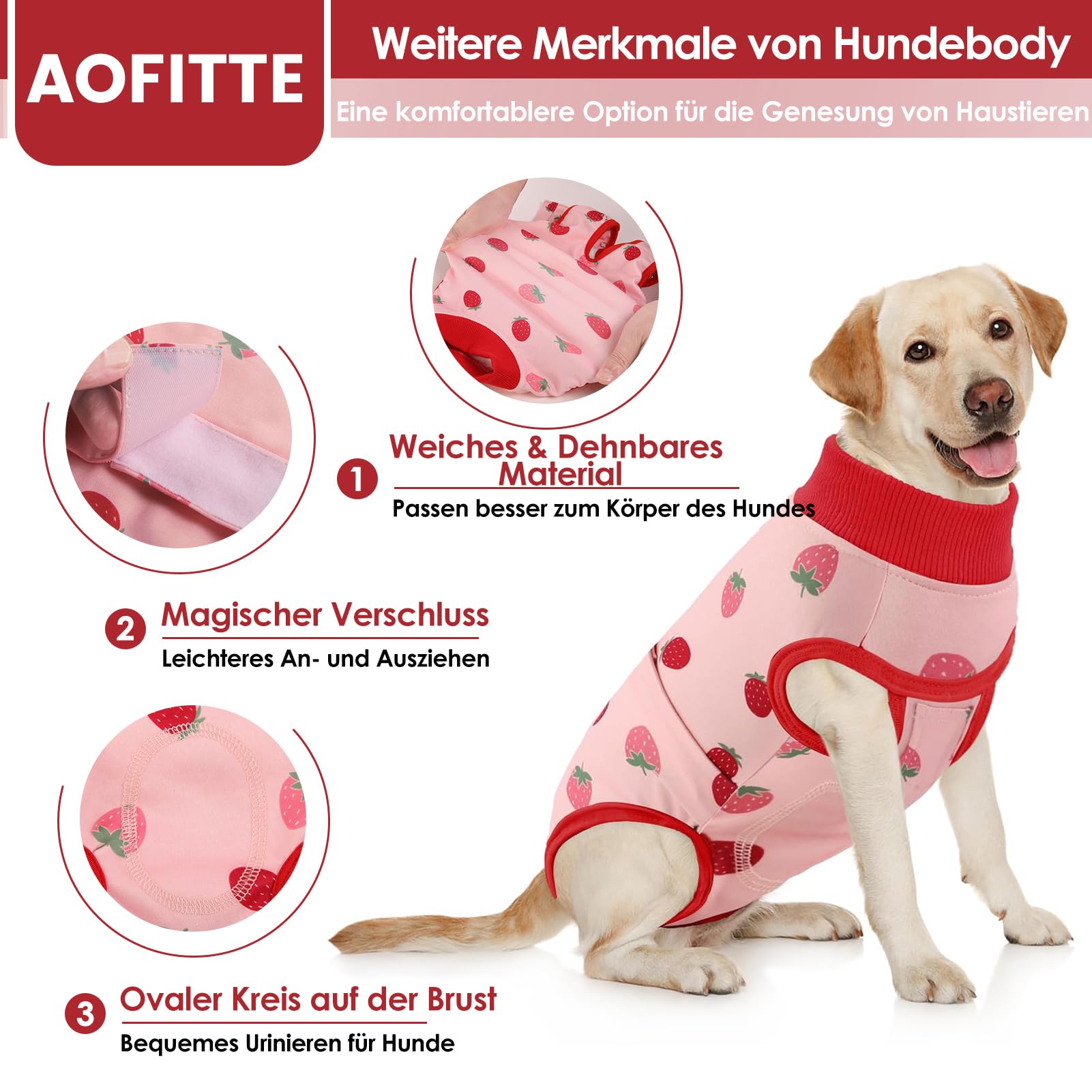 Body Post-Operatorio Per Cani AOFITEE - Con Apertura Pipì