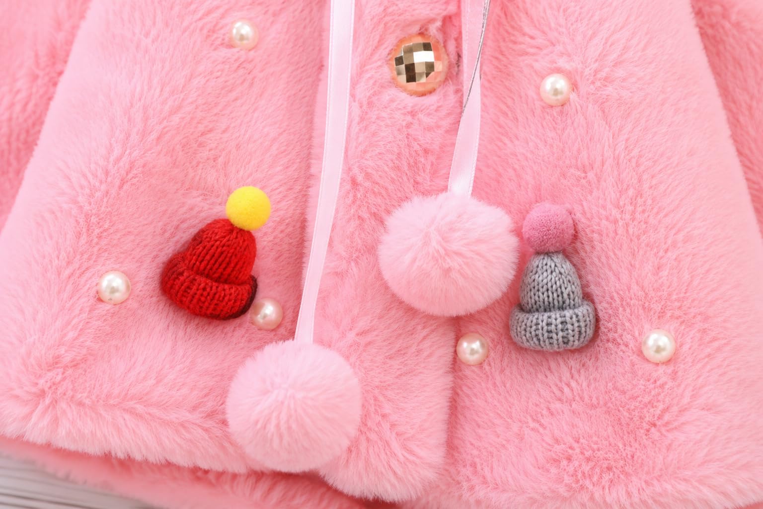 ANESHA Baby Girl Winter Cloak with Satin Ribbon Tie & White Fur Collar – Cosy Plush Cape for Toddler Girls For KIDS (6 Months - 19 Months) 4