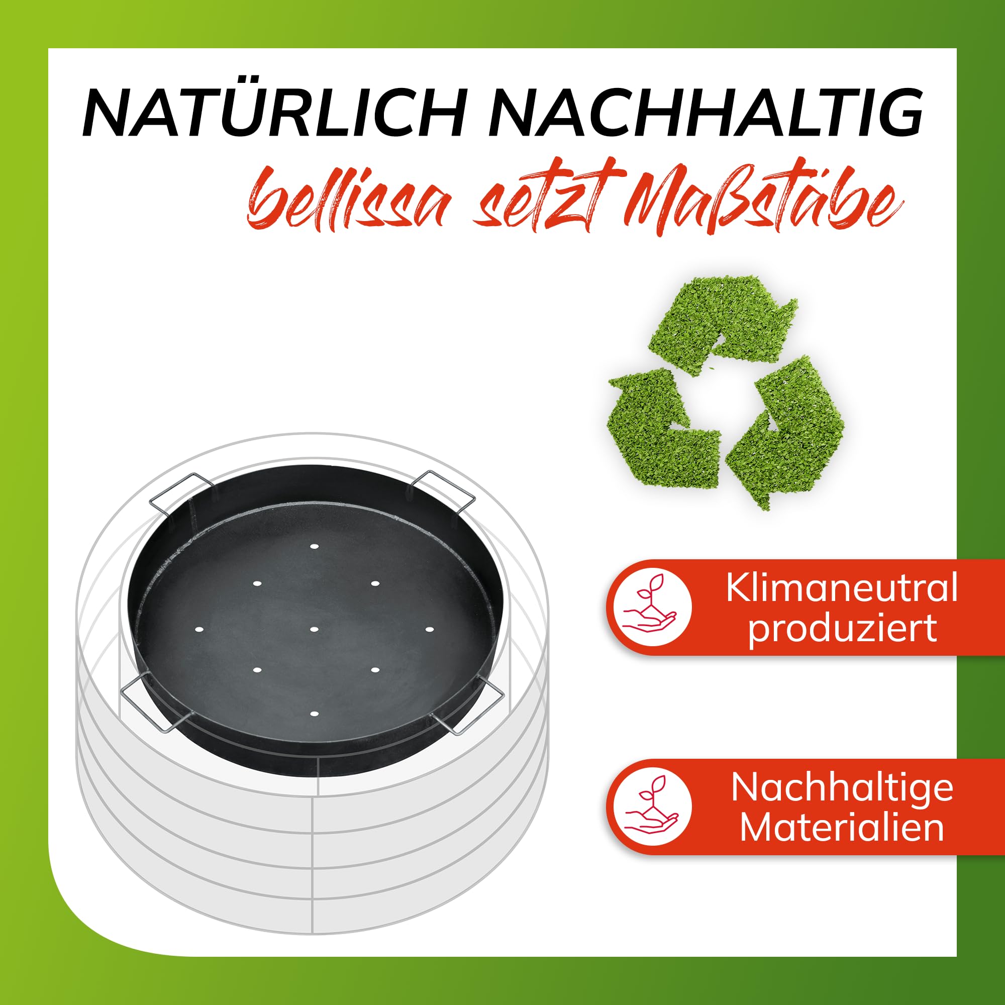 bellissa – Kohlenschale für Gabionen-Feuerstellen & Schwenkgrills 65x10cm – Robuste Feuerschale aus emailliertem Stahlblech - Grillschale perfekt für Holzkohle & Holz – Hitzebeständig & wetterfest