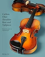 Vista 4 de Fesley Juego Completo de Violín: Kit de Violín Pulido 4/4 para Principiantes, Violín Acústico con Estuche Rígido, Kit de Inicio de Madera Maciza
