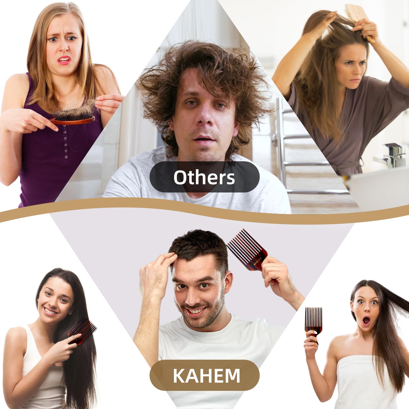 Peine de dientes anchos para cabello largo, grueso y rizado, peine desenredante y elevación de 6.89 pulgadas para mujeres y hombres 5