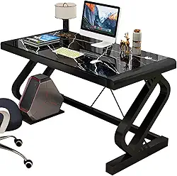 Secretária de computador de vidro temperado, mesa computador secretária de estúdio secretária de canto moderno simples fácil instalação estrutura de aço A 31 pol