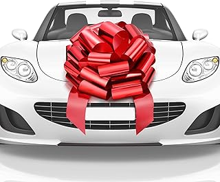 Mifflin-USA Big Car Bow (Metallic Red, 18 inch) Gift Bow, Giant Bow for Car, Birthday Bow, Huge Car Bow, Car Bows, Big Red Bow, Christmas Bow for Cars, Gift Wrapping, Big Gift Bow for Car Decor