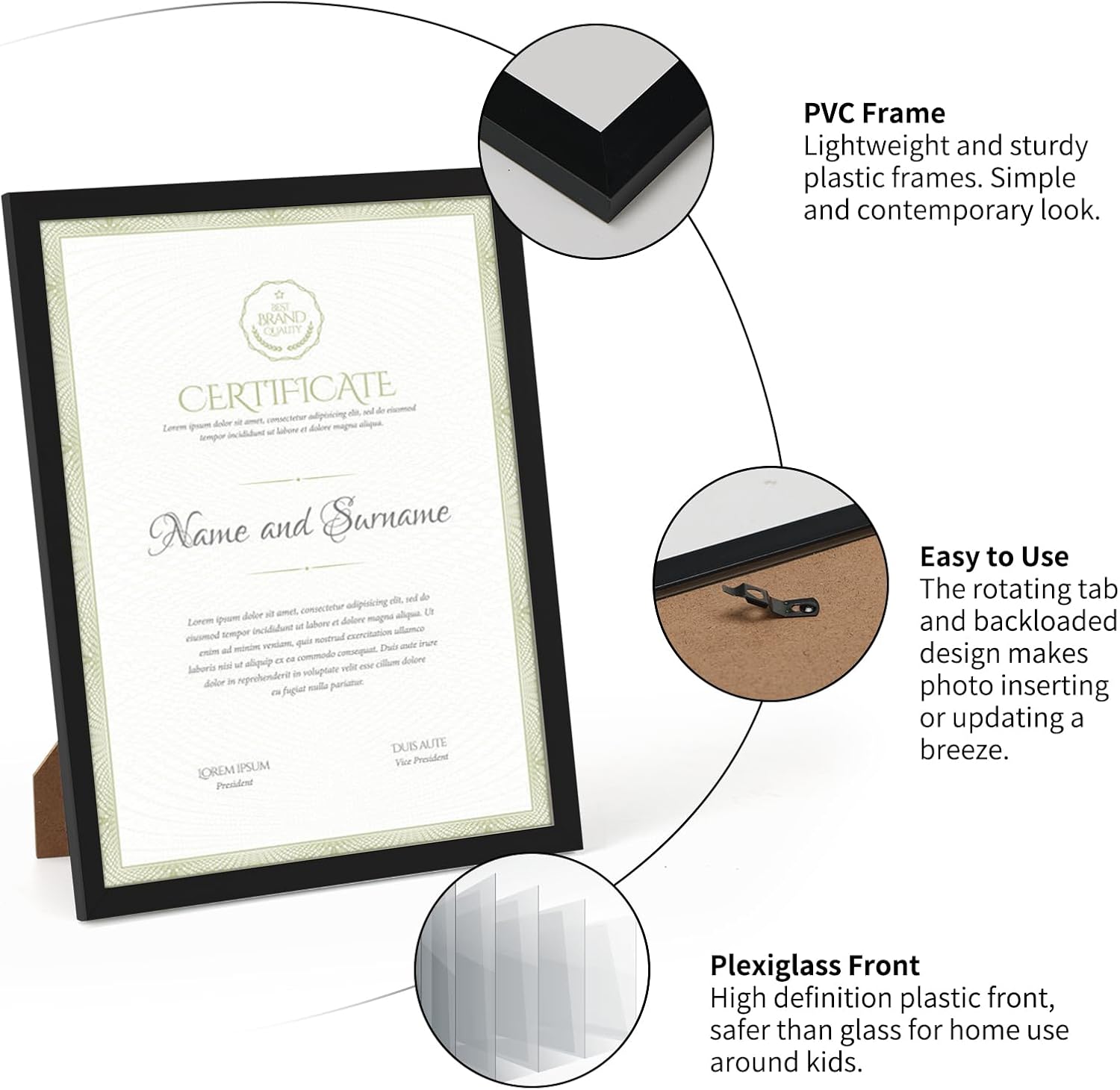 Giftgarden 8.5x11 Picture Frame Set of 18, Multi 8.5 by 11 Certificate Frames Bulk for Award Diploma Document office Wall or Tabletop Display, Black