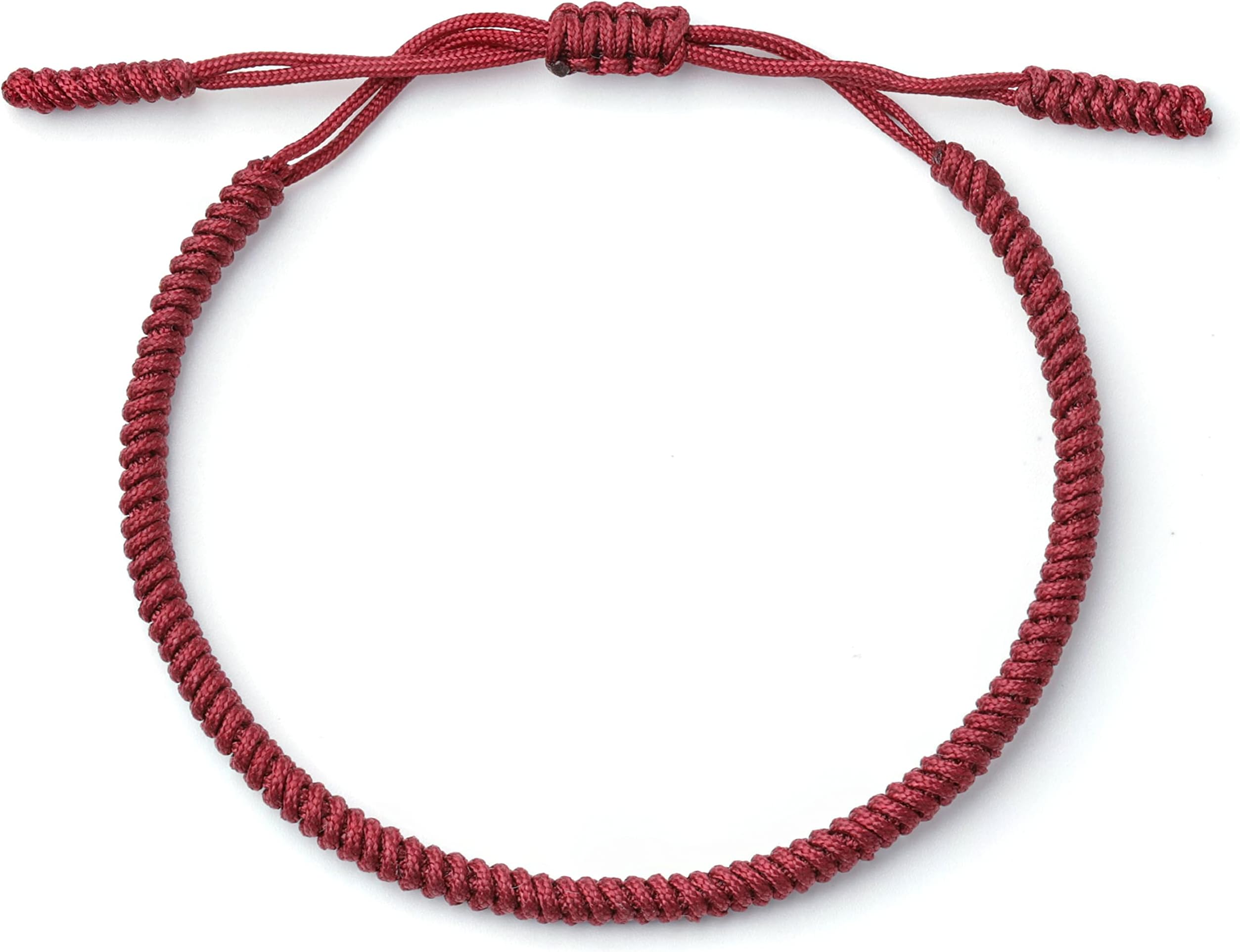 Tibetan Buddhist Bracelets for Women and Men - Many Rope Colours, Adjustable Size for Almost Any Hand - Handmade String Bracelets with Lucky Knot - Spiritual Gifts for Women and Men (Dark Red)