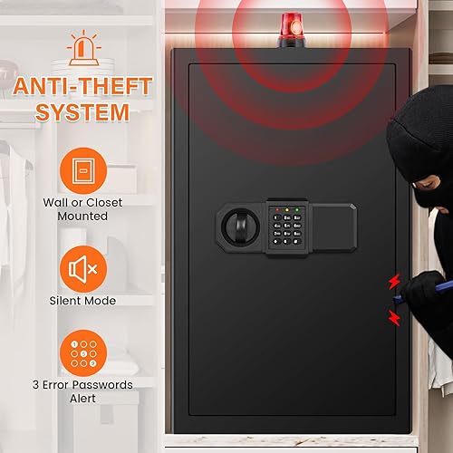 Miniatura 7 de Caja fuerte ignífuga grande de 6.2 pies cúbicos, caja fuerte para el hogar, resistente al agua y al fuego, caja fuerte digital contra incendios con