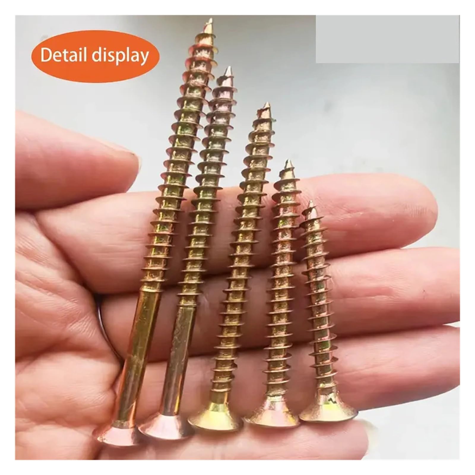 M5, set di 220 viti for legno a testa piatta, zincate gialle, autofilettanti, svasate, completamente filettate, adatte for cartongesso/cartongesso