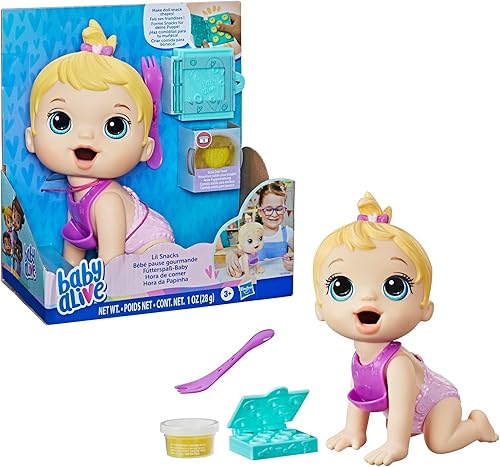 Vista 13 de Baby Alive Lil Snacks - Muñeca con temática de merienda de pelo rubio de 8 pulgadas para niños de 3 años en adelante
