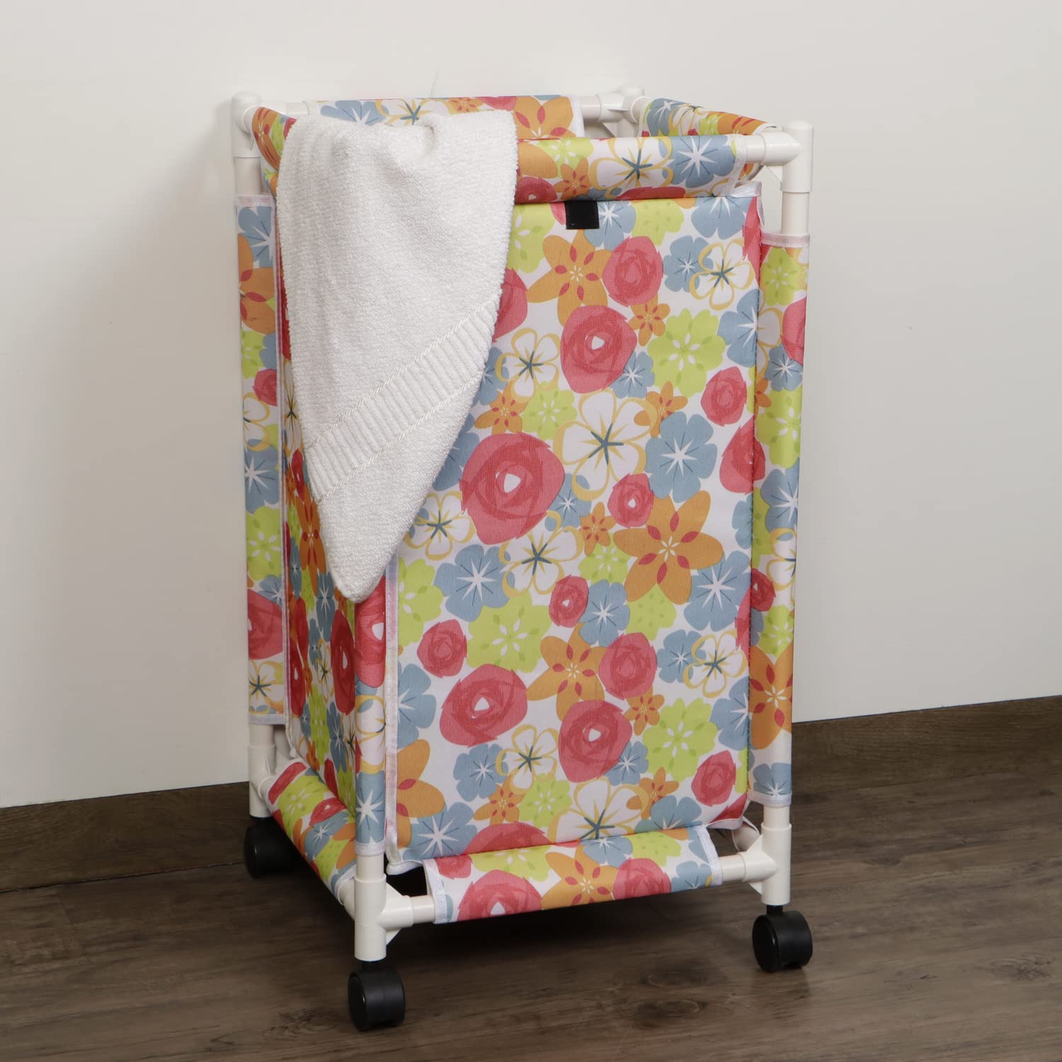 HOKIPO Laundry Basket with Wheels - Floral Red -1