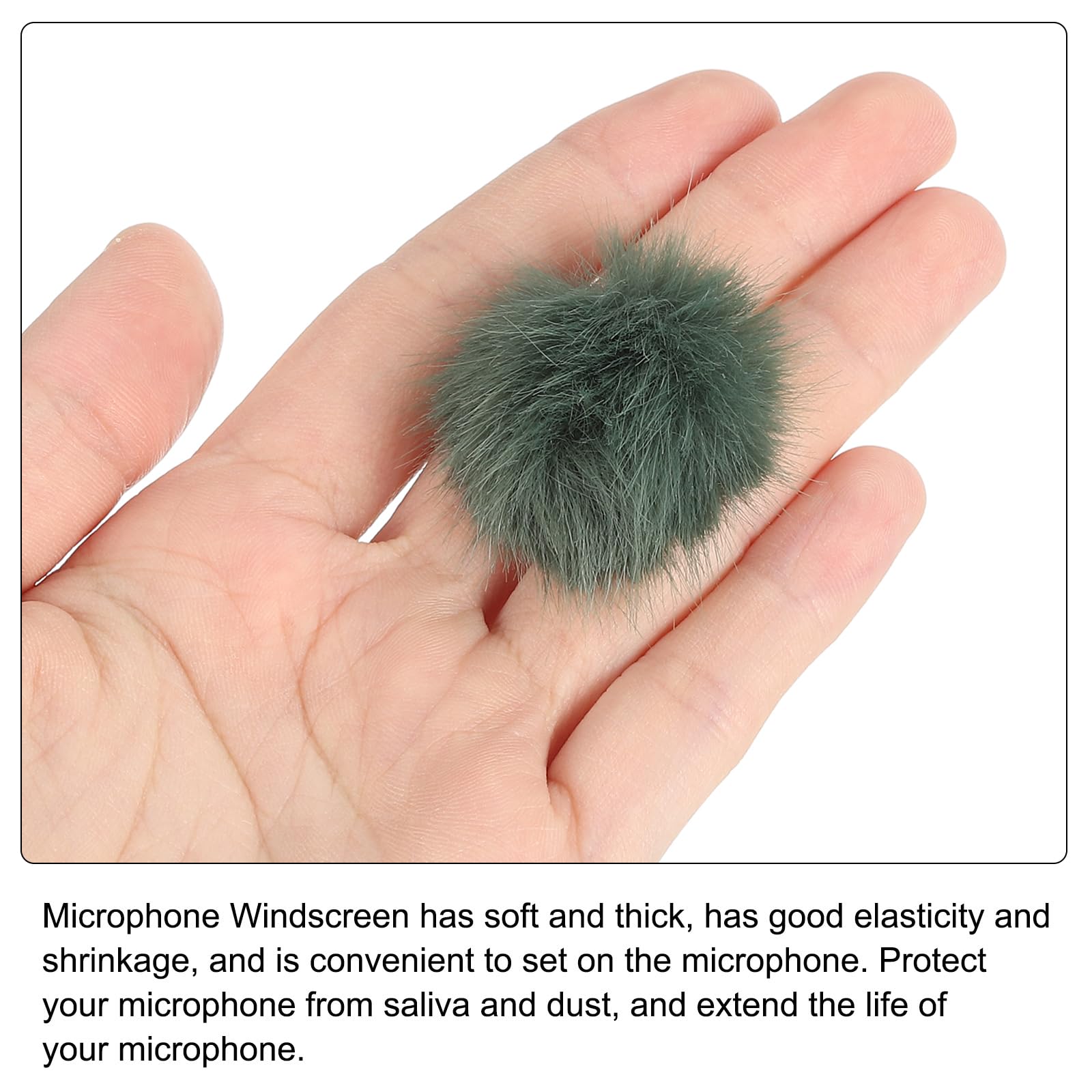 PATIKIL Furry Microphone Windscreen 5mm x 55mm Mic Cover Windshield for Indoor Outdoor Microphone Green 2 Pack - Image 4