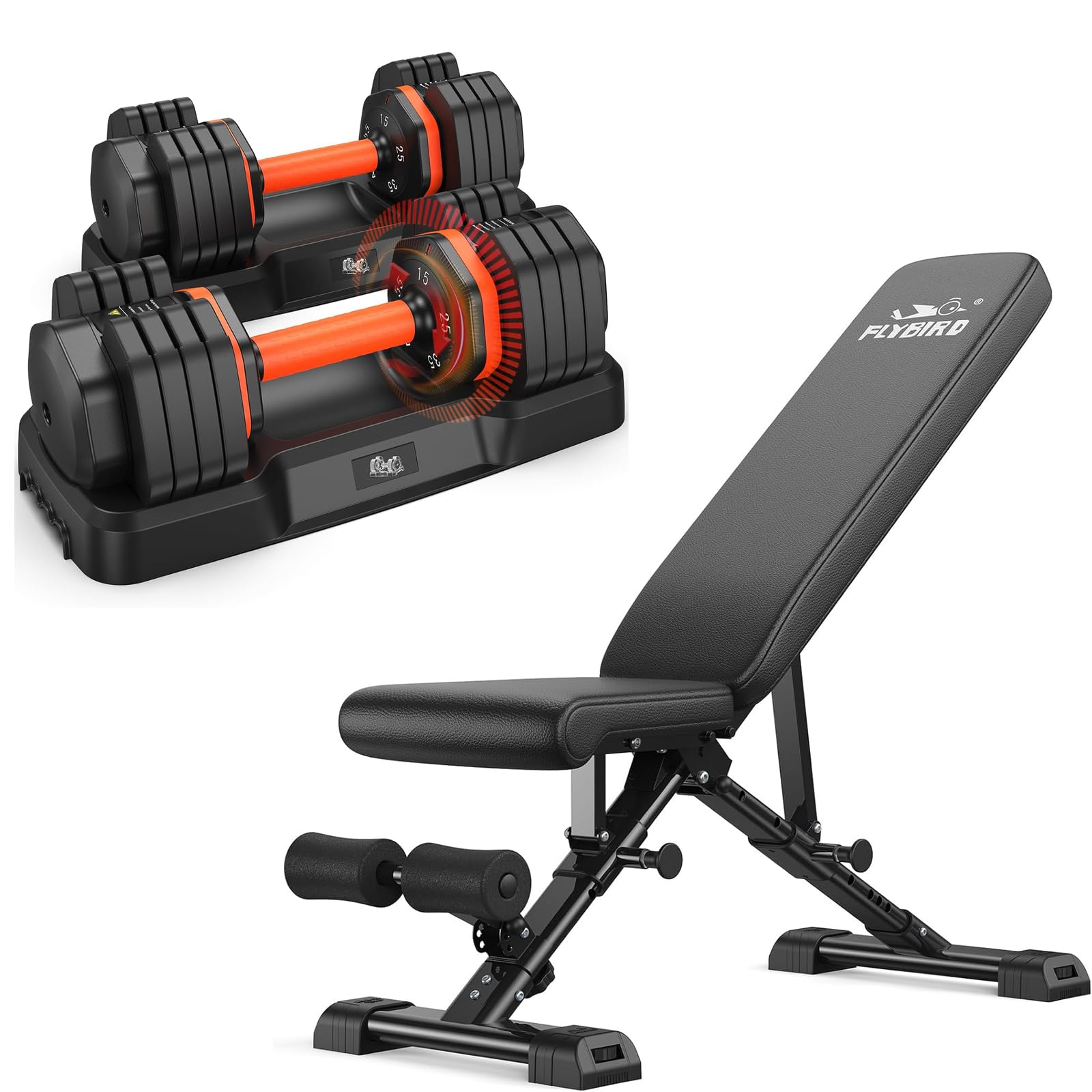 FLYBIRD Adjustable Workout Bench with 55LBx2 Dumbbell Set User Manual